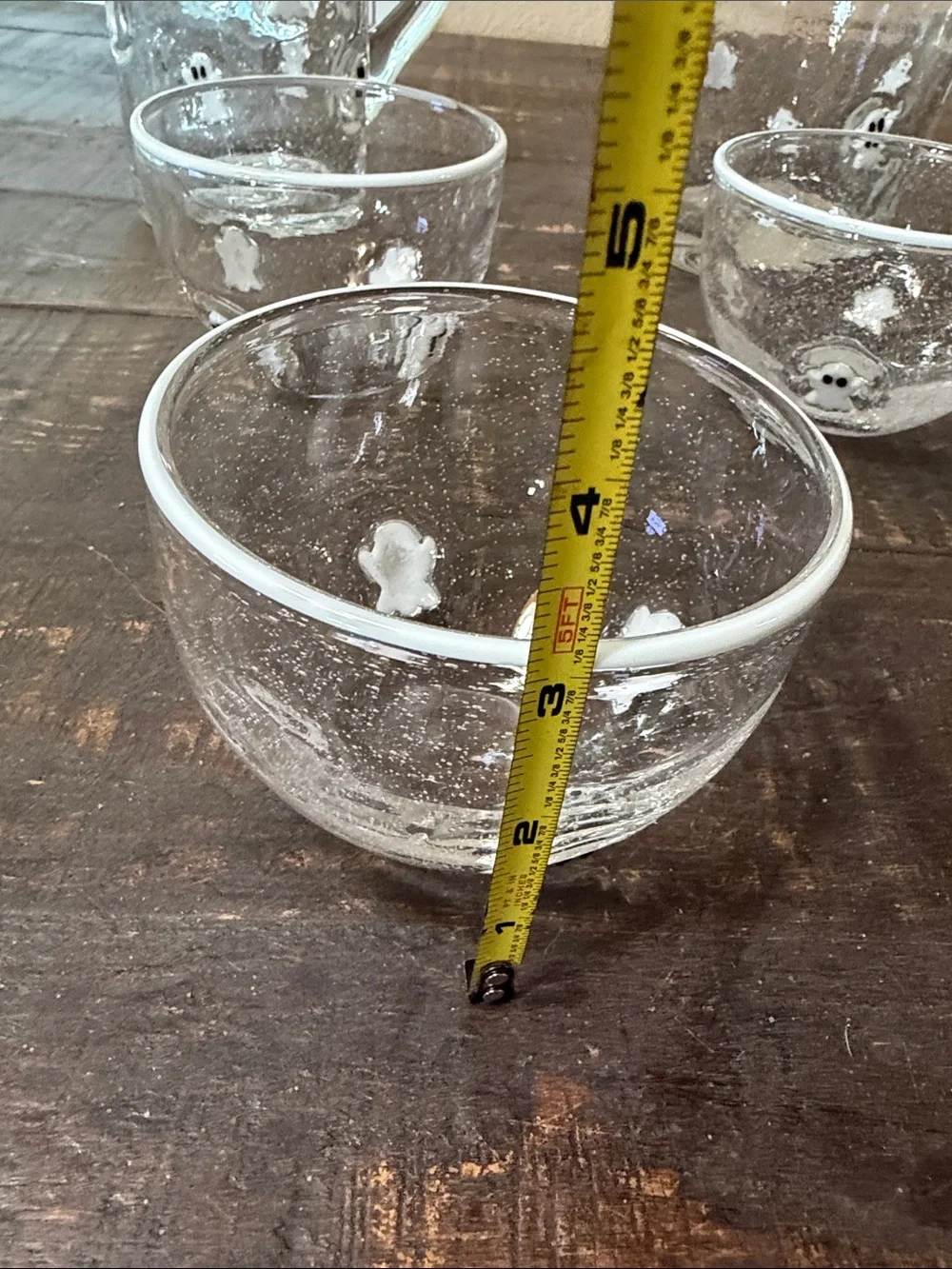 Pottery Barn Clear Glassware Set with White Ghost Motifs